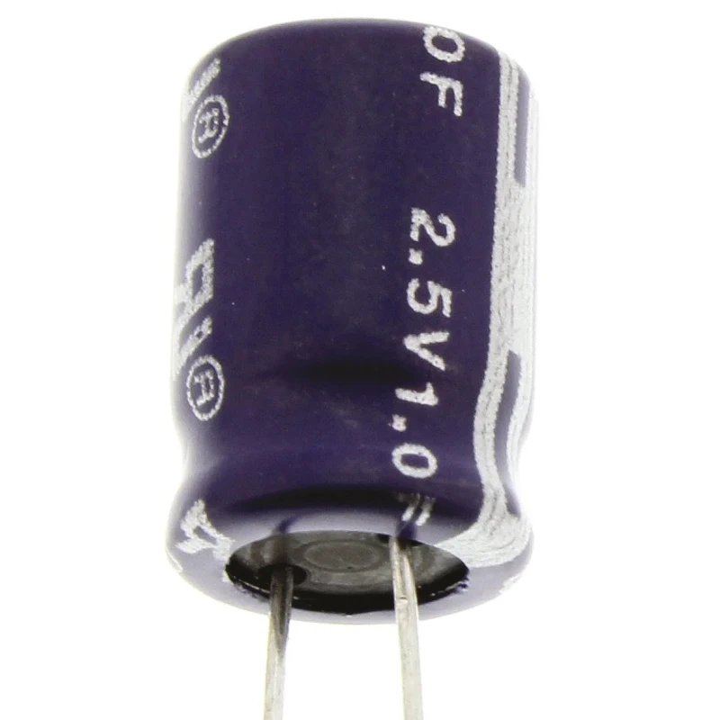 Eaton Supercapacitor Cylindrical Cell 1F Capacitance 2.5V DC Through Hole Mount -20 to 80 % Tolerance B0810-2R5105-R