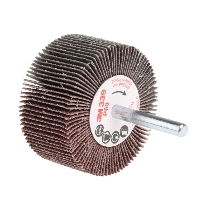 3M Aluminium Oxide Flap Wheel Abrasive Disc 60 mm Diameter, Face Width 30 mm, P60 Grit, Series 339 FC110075775
