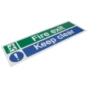 RS PRO Plastic Fire Safety Sign Fire Exit Keep Clear 450mm x 150mm 763-1825