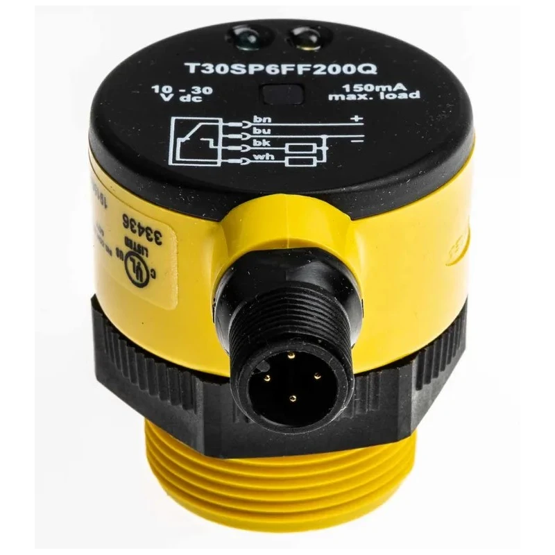 Banner Diffuse Photoelectric Sensor Barrel Sensor 200 mm Detection Range PNP Output IP69K Protection T30SP6FF200Q