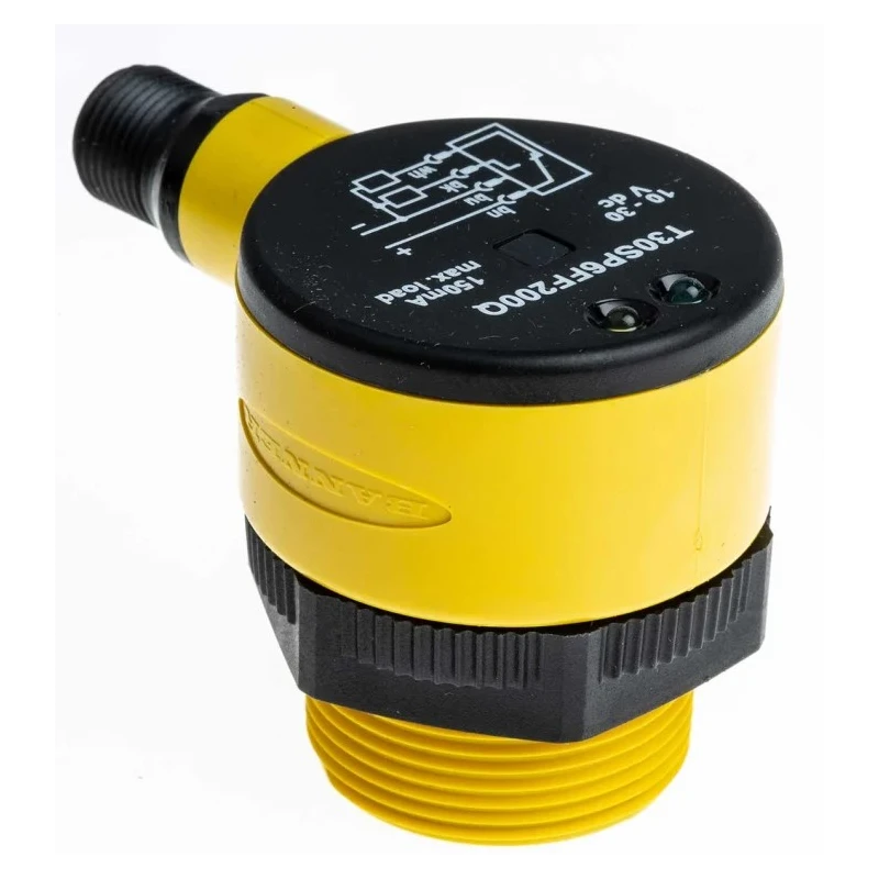 Banner Diffuse Photoelectric Sensor Barrel Sensor 200 mm Detection Range PNP Output IP69K Protection T30SP6FF200Q