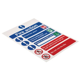 Signs & Labels Vinyl Fire Safety Sign Fire Action Instructions Self-Adhesive 210mm x 148mm 763-2033