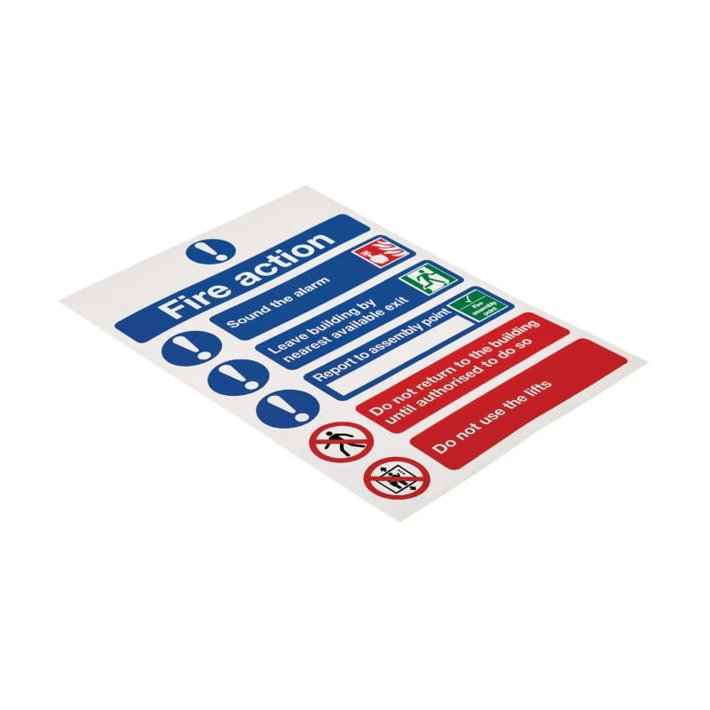 Signs & Labels Vinyl Fire Safety Sign Fire Action Instructions Self-Adhesive 210mm x 148mm 763-2033