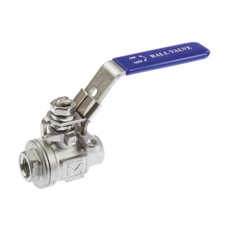 RS PRO Stainless Steel Threaded 2-Way Ball Valve BSPP 1/4 in, 69 bar Pressure, 200°C Operating Temperature A351-CF8M