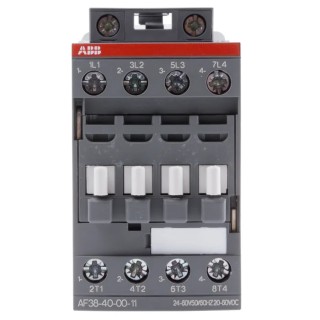 ABB 4-Pole Contactor with 24V AC/DC Coil Voltage, 55A Contact Current, 18.5 kW Power Rating, 690V AC Contact Voltage AF38