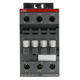 ABB AF30 3-Pole Contactor with 24V AC/DC Coil 50A Contact Current 15kW Power Rating 690V AC 3 NO Terminals AF30-30-00-11