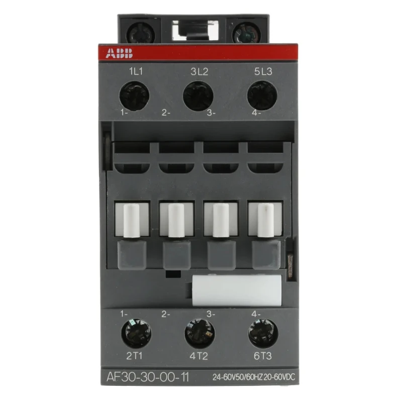 ABB AF30 3-Pole Contactor with 24V AC/DC Coil 50A Contact Current 15kW Power Rating 690V AC 3 NO Terminals AF30-30-00-11