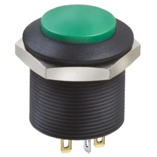 Apem FP Series Illuminated Push Button Switch, Latching, Panel Mount, 24.2 mm Cutout, DPDT, Green LED, 12V dc FPAR1D1432B1X