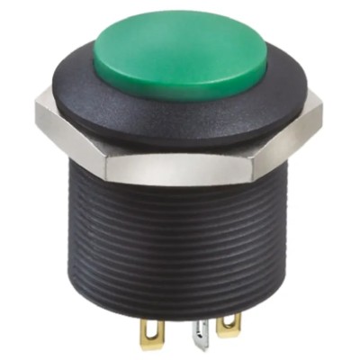 Apem FP Series Illuminated Push Button Switch, Latching, Panel Mount, 24.2 mm Cutout, DPDT, Green LED, 12V dc FPAR1D1432B1X