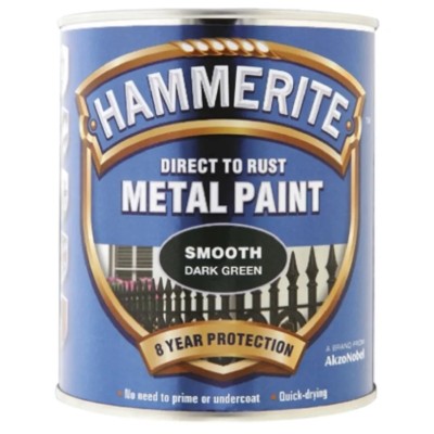 Hammerite Direct to Rust Paint Smooth Finish Green Tin 250 ml 5084889