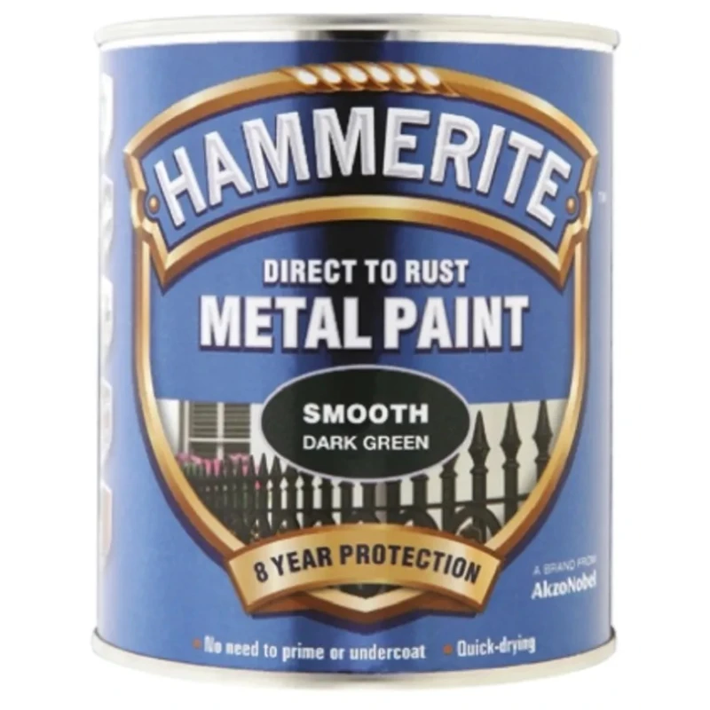 Hammerite Direct to Rust Paint Smooth Finish Green Tin 250 ml 5084889