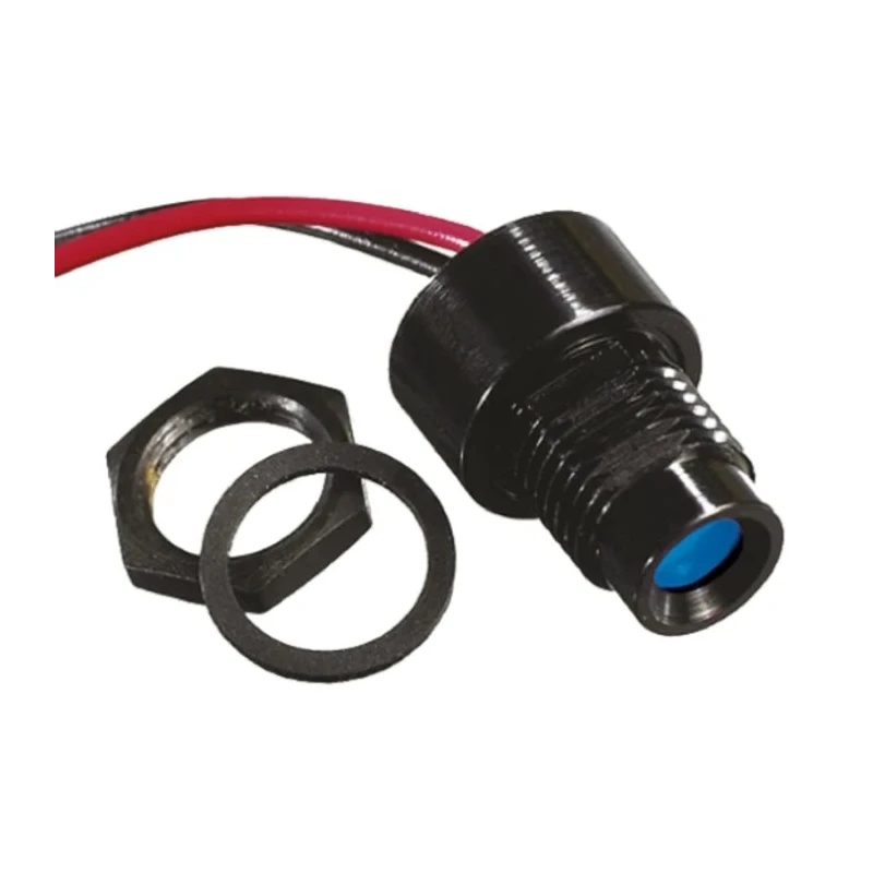 APEM Blue 8mm Panel Mount LED Indicator with Pin Termination IP67 28V dc QRM85BXXB12E