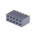 Samtec SSQ Series Straight Through Hole PCB Socket 10-Contact 2 Row 2.54 mm Pitch Solder SSQ-105-01-G-D