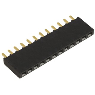 Samtec Straight Through Hole Board-to-Board PCB Socket, 12-Contact, 1 Row, 2.54 mm Pitch, 6.9A Current, 550V SSW-112-01-G-S