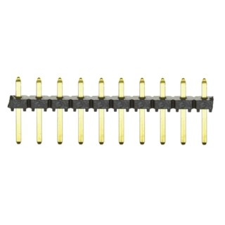 Samtec TLW Series Straight Through Hole Pin Header, 10 Contacts, 2.54 mm Pitch, 1 Row, Unshrouded, 3A TLW-110-05-G-S