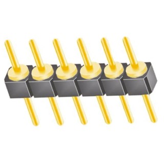 Samtec TS Series Straight Through Hole Pin Header, 6 Contacts, 2.54 mm Pitch, 1 Row, Unshrouded TS-106-G-A