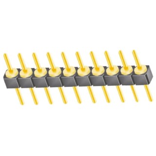 Samtec TS Series Straight Through Hole Pin Header, 10 Contacts, 2.54 mm Pitch, 1 Row, Unshrouded TS-110-G-A