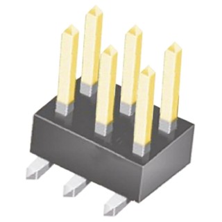 Samtec TSM Series Straight Surface Pin Header, 6 Contacts, 2.54 mm Pitch, 2 Row, Unshrouded TSM-103-02-L-DV