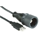 Bulgin Buccaneer 6000 Series IC Socket USB Cable Male USB Type B to Male USB Type A USB 2.0 Black 2m PXP6040/B/2M00