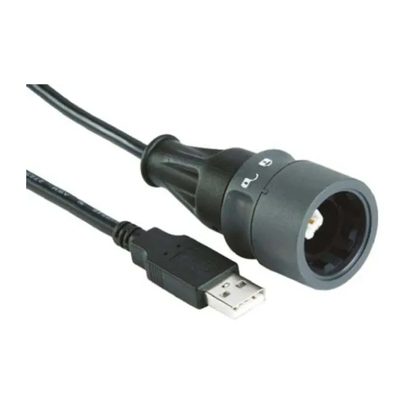 Bulgin Buccaneer 6000 Series IC Socket USB Cable Male USB Type B to Male USB Type A USB 2.0 Black 2m PXP6040/B/2M00