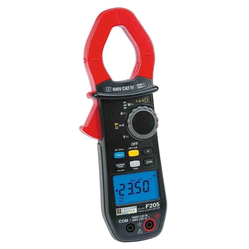 Chauvin Arnoux Clamp Meter, F205 Model, 900 A DC, 1400 V DC, 1000 V AC, True RMS, CAT III, CAT IV P01120925