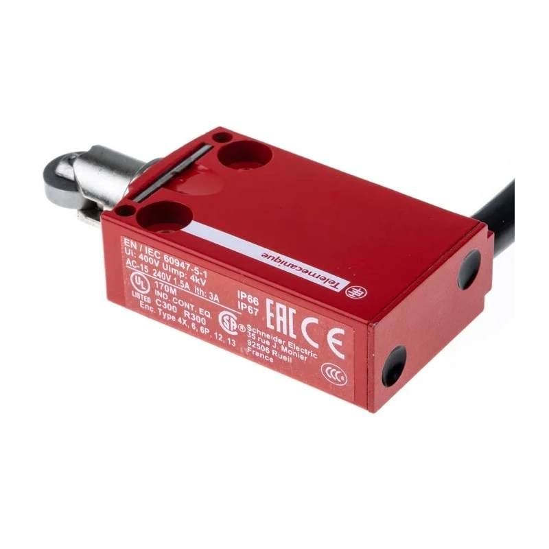 Telemecanique Sensors XCSM Series Roller Plunger Safety Limit Switch, 2 NO/2 NC, Metal Housing, IP68/IP67/IP66 XCSM4102L1