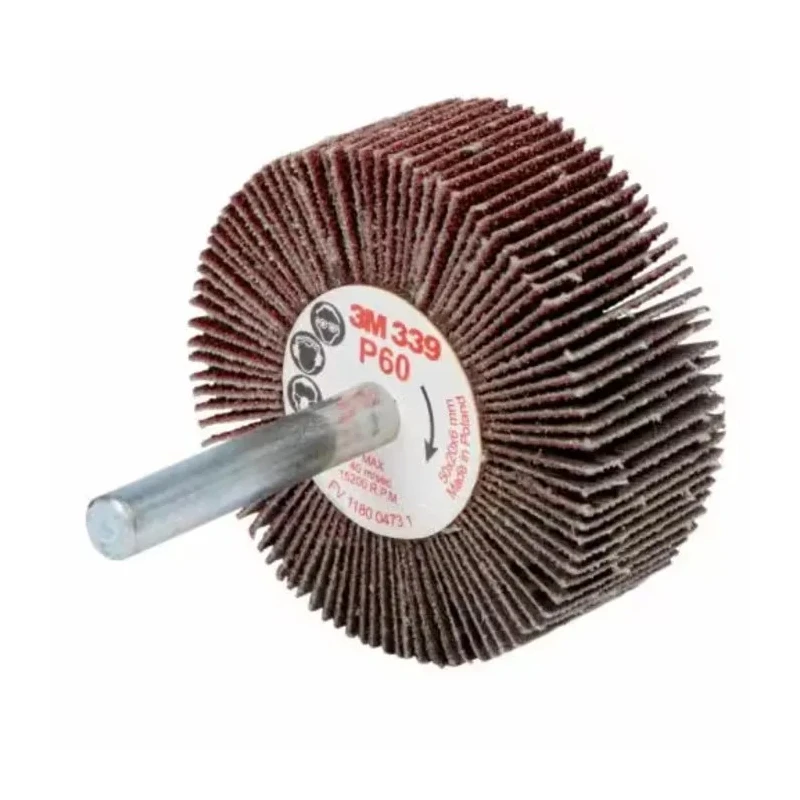 3M Abrasive Flap Wheel Aluminium Oxide 50 mm Diameter, P60 Grit, 20 mm Face Width, 6 mm Shank, 339 Series FC110075692