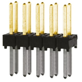 Samtec TSW Series Straight Through Hole Pin Header, 10 Contacts, 2.54 mm Pitch, 2 Row, Unshrouded TSW-105-08-L-D