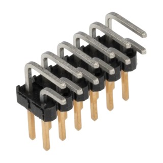 Samtec TSW Series Right Angle Through Hole Pin Header, 12 Contacts, 2.54mm Pitch, 2 Row, Unshrouded TSW-106-08-L-D-RA