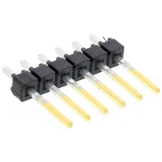 Samtec TSW Series Straight Through Hole Pin Header, 6 Contacts, 2.54 mm Pitch, 1 Row, Unshrouded, Gold TSW-106-14-L-S
