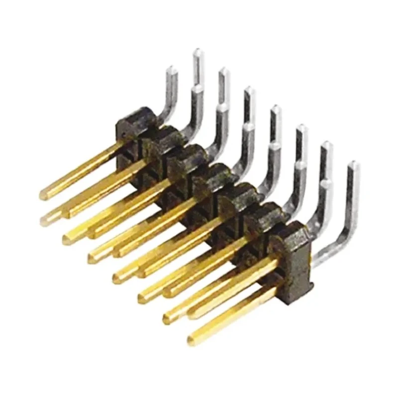 Samtec TSW Series Right Angle Through Hole Pin Header 14 Contacts 2.54 mm Pitch 2 Row Unshrouded TSW-107-08-L-D-RA