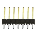 Samtec TSW Series Straight Through Hole Pin Header, 7 Contacts, 2.54 mm Pitch, 1 Row, Unshrouded TSW-107-14-L-S