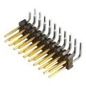 Samtec Right Angle Through Hole Pin Header 20 Contacts 2.54 mm Pitch 2 Row Unshrouded TSW-110-08-L-D-RA