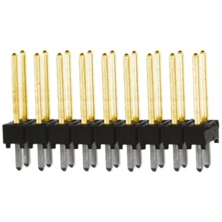 Samtec TSW Series Straight Through Hole Pin Header 18 Contacts 2.54 mm Pitch 2 Row Unshrouded TSW-109-14-L-D