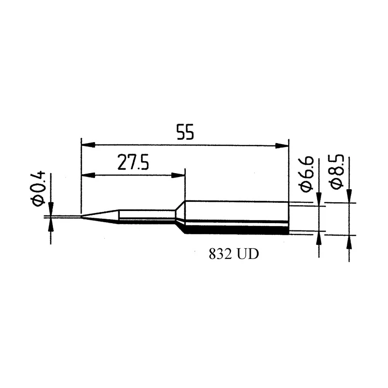 Ersa 0.4 mm Conical 55 mm Soldering Iron Tip for Power Tool 0832UDLF/SB
