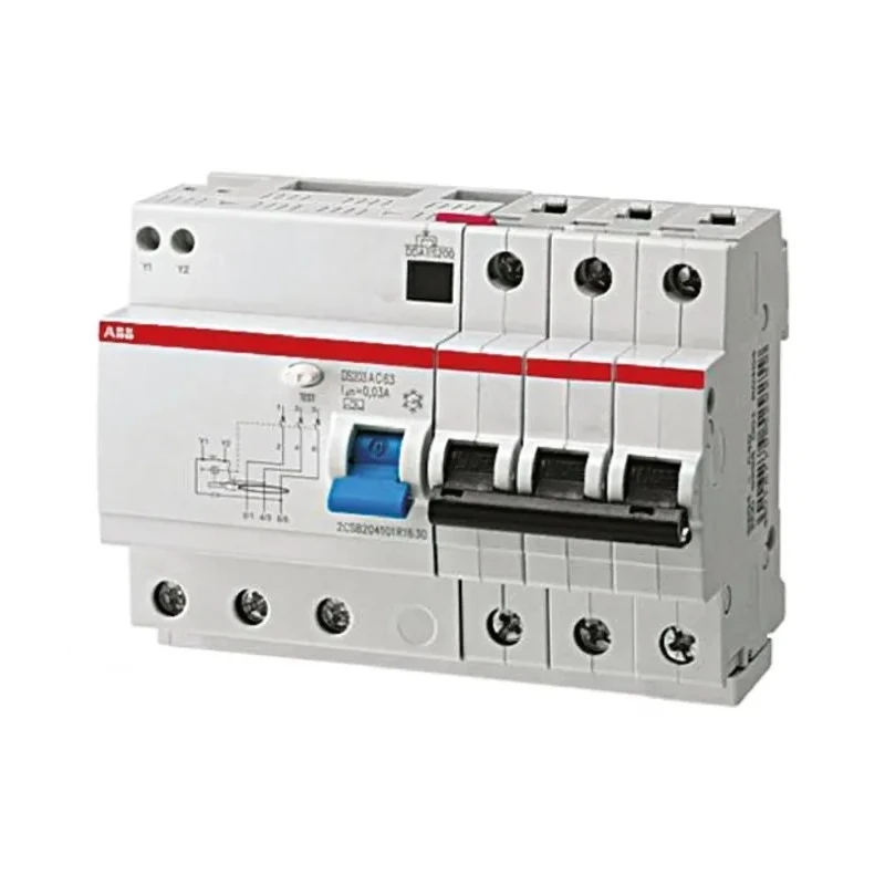ABB Residual Current Circuit Breaker with Overload Protection 20A Current Rating 3-Pole 2CSR273001R1205 DS203 M AC-B20/0,03