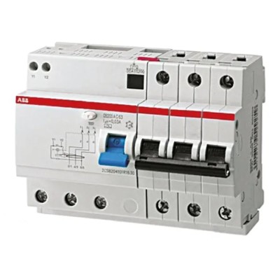 ABB Residual Current Circuit Breaker with Overload Protection 40A 3-Pole 30 mA Trip 2CSR273001R1405 DS203 M AC-B40/0,03