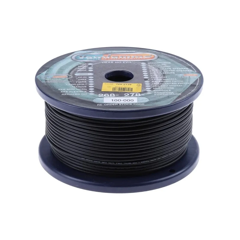 Van Damme 268-100 Series 2 Core Screened Audio Cable 3.6 mm OD 100 m Length 1000V Copper Conductor 268-100-000