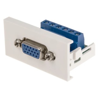 RS PRO Female 1 Gang VGA Plastic Wall Faceplate Grey White, Screwed, 25mm x 50mm 768-4217