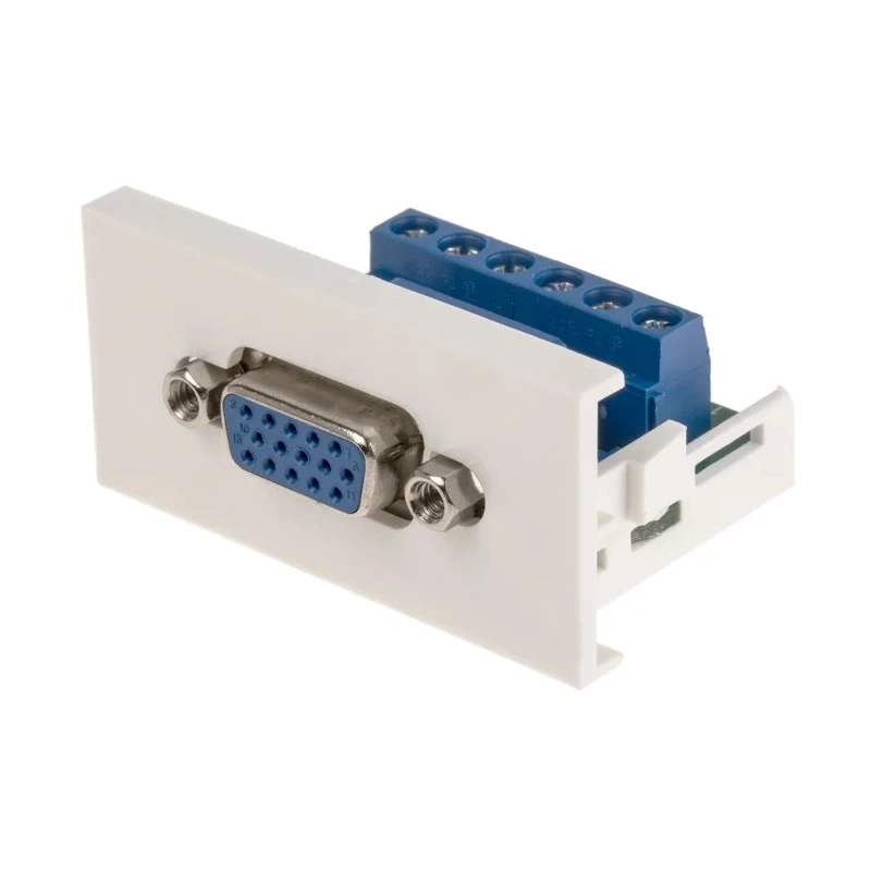 RS PRO Female 1 Gang VGA Plastic Wall Faceplate Grey White, Screwed, 25mm x 50mm 768-4217