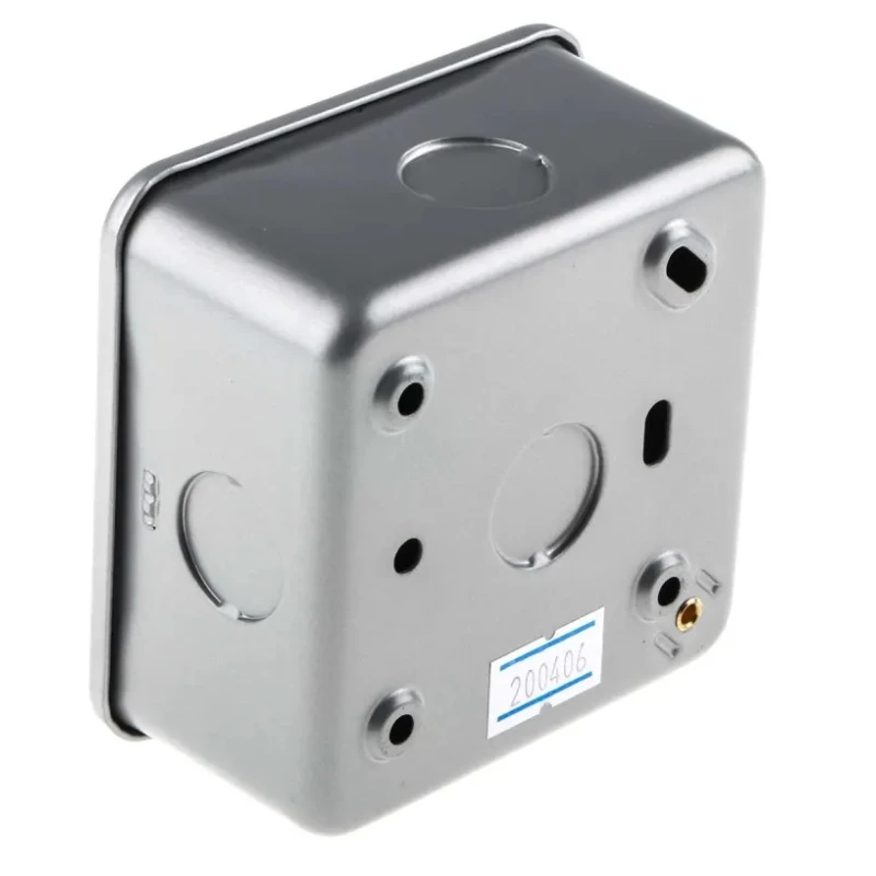 RS PRO 13A Grey 1 Gang Plug Socket Indoor Type G British 230V Matt Steel Metal Clad 768-3504