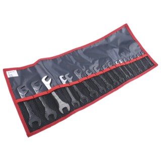 Facom 16-Piece Open End Spanner Set, Sizes 3.2 to 17 mm, Alloy Steel, Chrome Finish 34.JL16T
