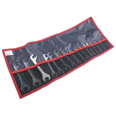 Facom 16-Piece Open End Spanner Set, Sizes 3.2 to 17 mm, Alloy Steel, Chrome Finish 34.JL16T