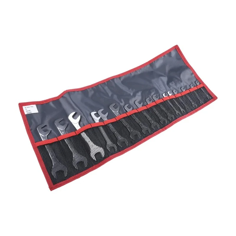 Facom 16-Piece Open End Spanner Set, Sizes 3.2 to 17 mm, Alloy Steel, Chrome Finish 34.JL16T