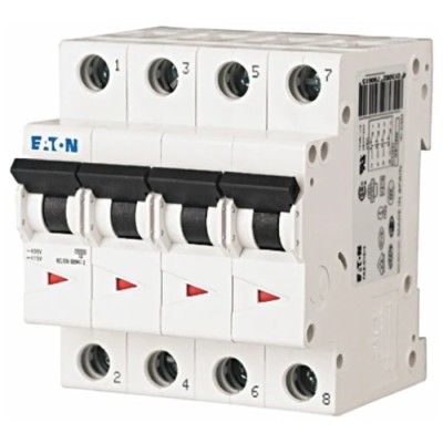 Eaton Miniature Circuit Breaker, 4-Pole, 6A, Type B, 400V AC, 6 kA Breaking Capacity FAZ6