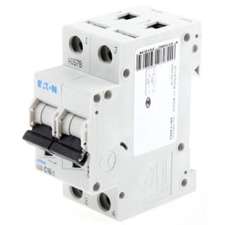 Eaton xEffect Miniature Circuit Breaker, 2-Pole, 16A, Type C Tripping Characteristics, 400V AC, 6 kA 239103 FAZ6-C16/2