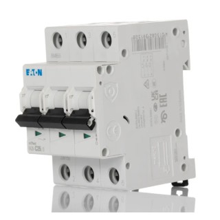 Eaton xEffect Miniature Circuit Breaker, 3 Poles, 25A Current Rating, Type C, 400V AC, 60V DC, 6kA 239150 FAZ6-C25/3