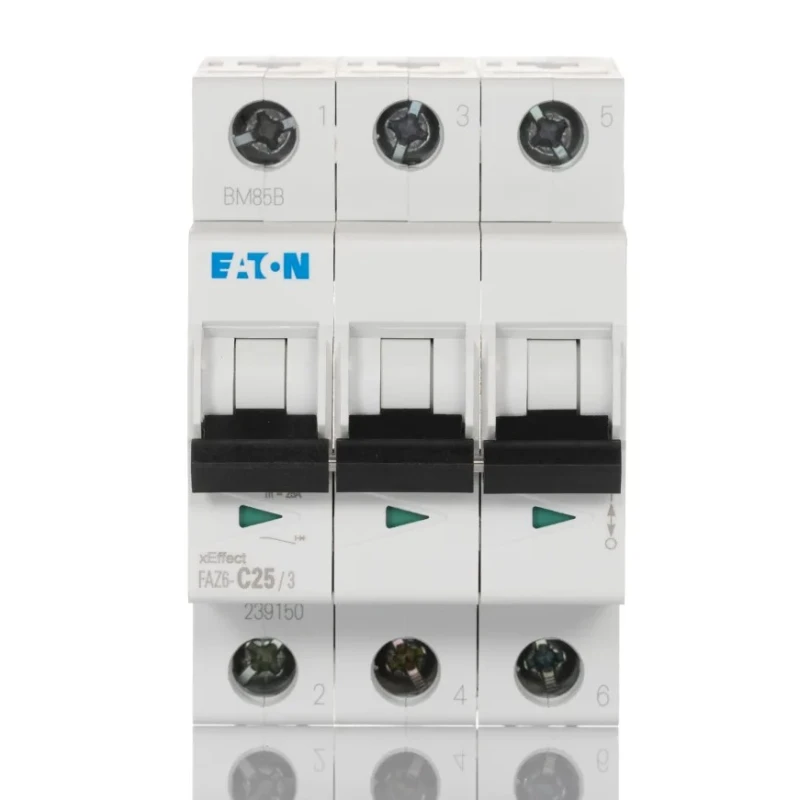 Eaton xEffect Miniature Circuit Breaker, 3 Poles, 25A Current Rating, Type C, 400V AC, 60V DC, 6kA 239150 FAZ6-C25/3