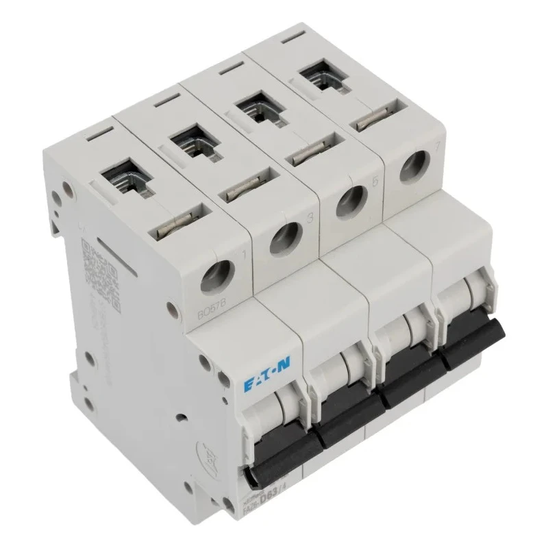 Eaton Miniature Circuit Breaker 4 Poles 63A Type D 400V AC 6 kA Breaking Capacity 168096 FAZ6-D63/4