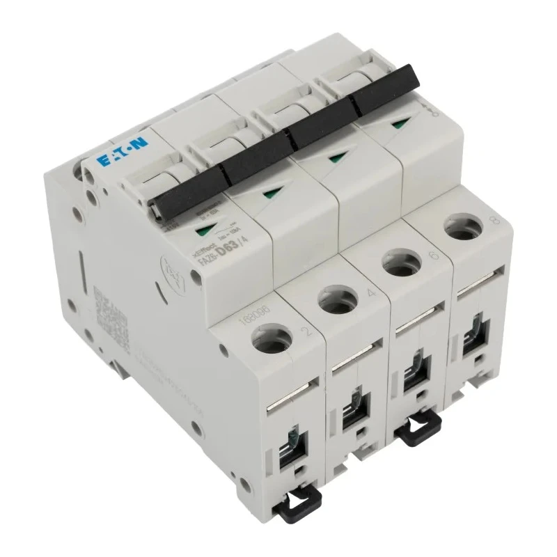 Eaton Miniature Circuit Breaker 4 Poles 63A Type D 400V AC 6 kA Breaking Capacity 168096 FAZ6-D63/4